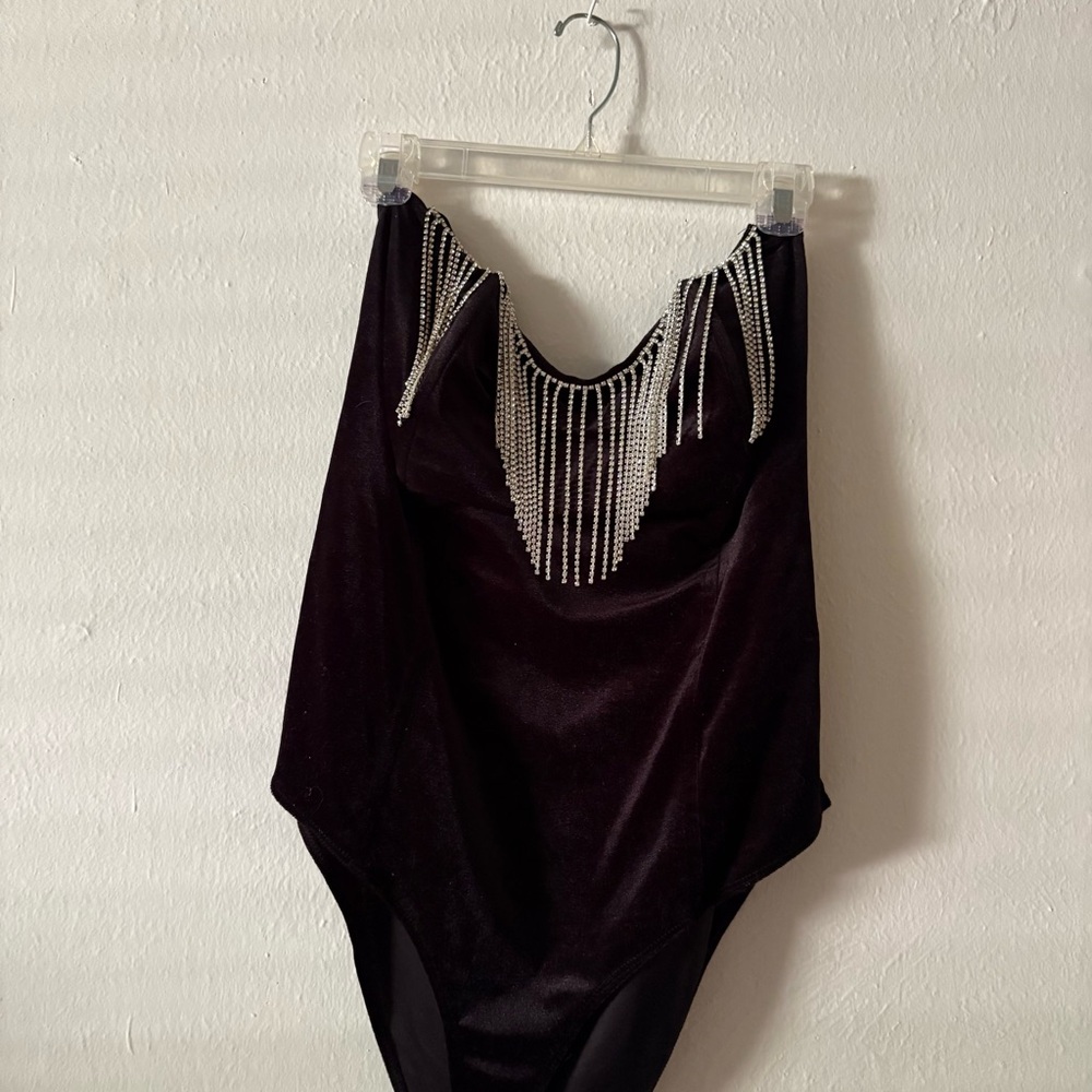 Forever 21 Black Fringe Bodysuit